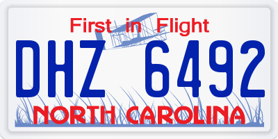 NC license plate DHZ6492