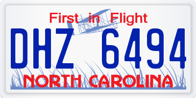 NC license plate DHZ6494