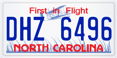 NC license plate DHZ6496