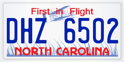 NC license plate DHZ6502