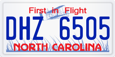 NC license plate DHZ6505