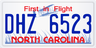 NC license plate DHZ6523