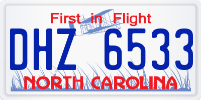 NC license plate DHZ6533