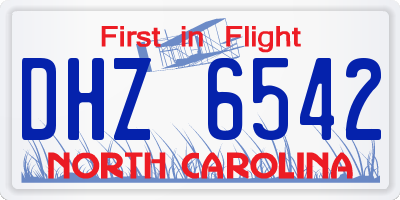 NC license plate DHZ6542