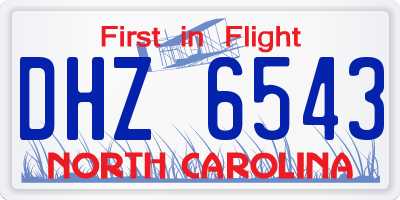 NC license plate DHZ6543