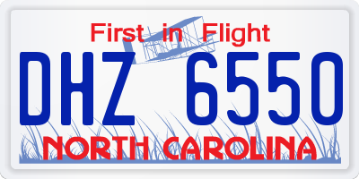 NC license plate DHZ6550