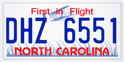NC license plate DHZ6551