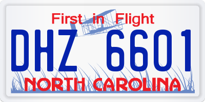 NC license plate DHZ6601