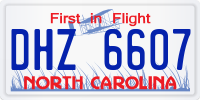 NC license plate DHZ6607