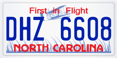 NC license plate DHZ6608