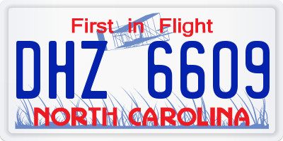 NC license plate DHZ6609