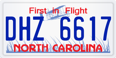 NC license plate DHZ6617