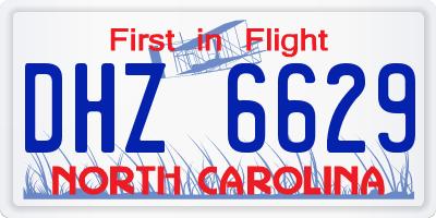 NC license plate DHZ6629