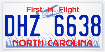 NC license plate DHZ6638