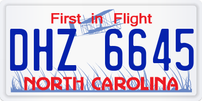 NC license plate DHZ6645
