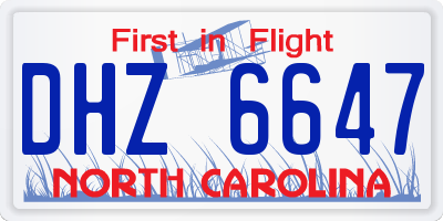 NC license plate DHZ6647