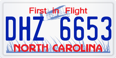 NC license plate DHZ6653