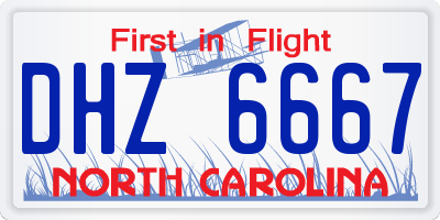 NC license plate DHZ6667