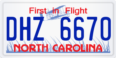 NC license plate DHZ6670