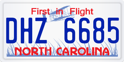 NC license plate DHZ6685
