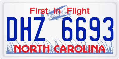 NC license plate DHZ6693