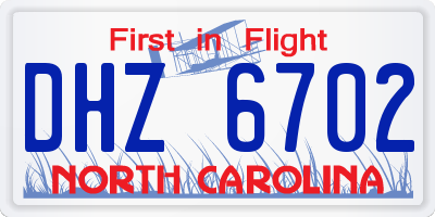 NC license plate DHZ6702