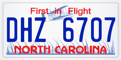 NC license plate DHZ6707