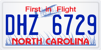 NC license plate DHZ6729