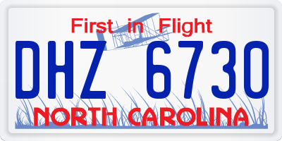 NC license plate DHZ6730