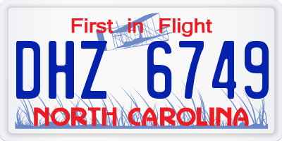 NC license plate DHZ6749