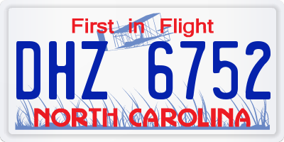 NC license plate DHZ6752