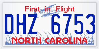 NC license plate DHZ6753
