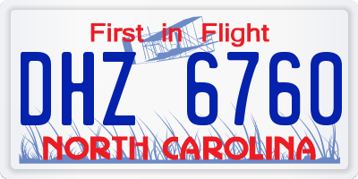 NC license plate DHZ6760