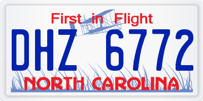 NC license plate DHZ6772