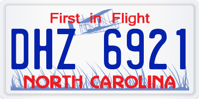 NC license plate DHZ6921
