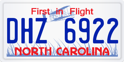 NC license plate DHZ6922