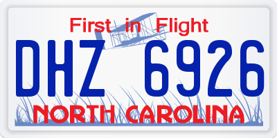 NC license plate DHZ6926