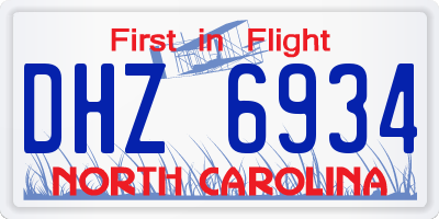 NC license plate DHZ6934