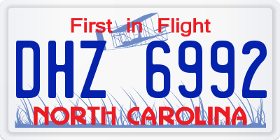 NC license plate DHZ6992