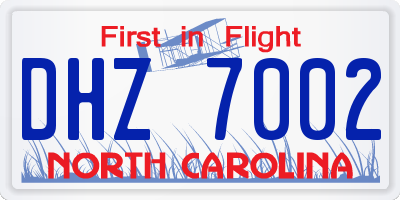 NC license plate DHZ7002