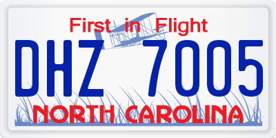 NC license plate DHZ7005