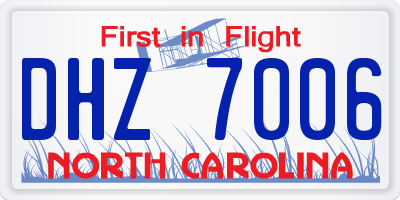 NC license plate DHZ7006