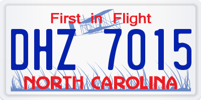 NC license plate DHZ7015