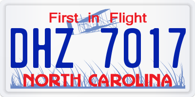 NC license plate DHZ7017