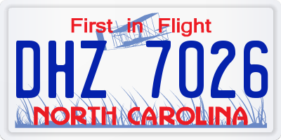 NC license plate DHZ7026