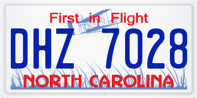 NC license plate DHZ7028