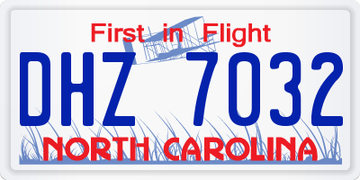 NC license plate DHZ7032