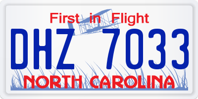 NC license plate DHZ7033