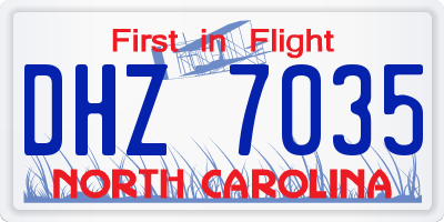 NC license plate DHZ7035