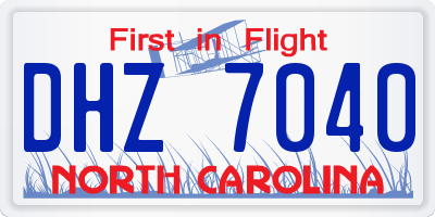 NC license plate DHZ7040